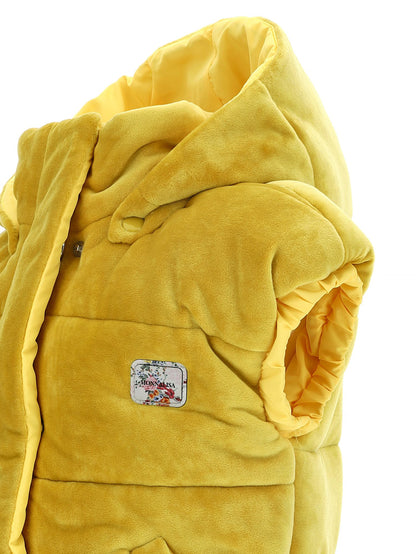 Padded chenille vest with hood