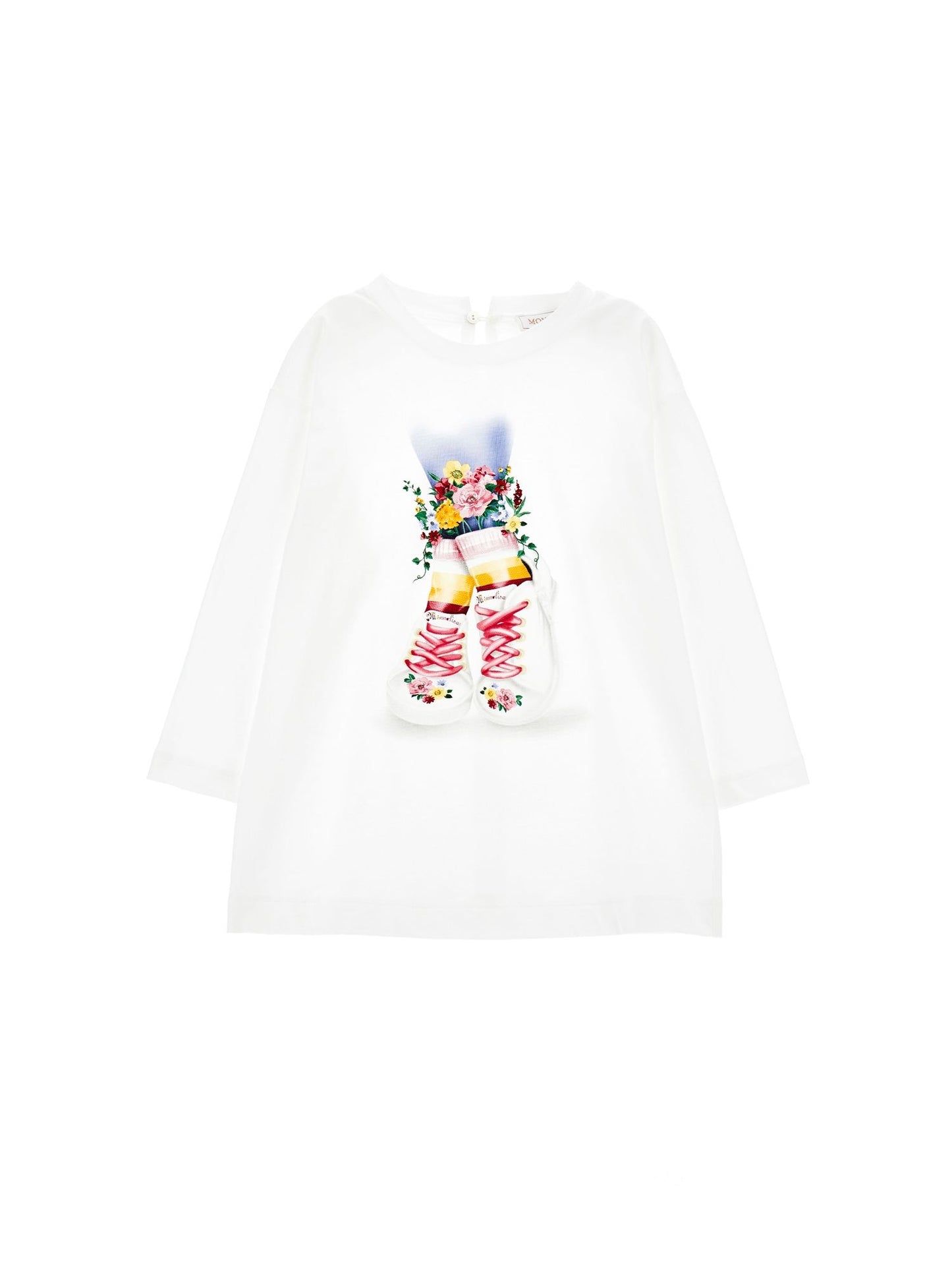 Maxi long-sleeved t-shirt with sneakers print