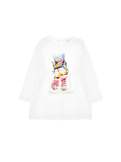 Maxi long-sleeved t-shirt with sneakers print