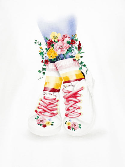 Maxi long-sleeved t-shirt with sneakers print