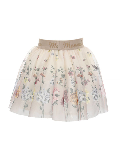 Floral tulle skirt with logo