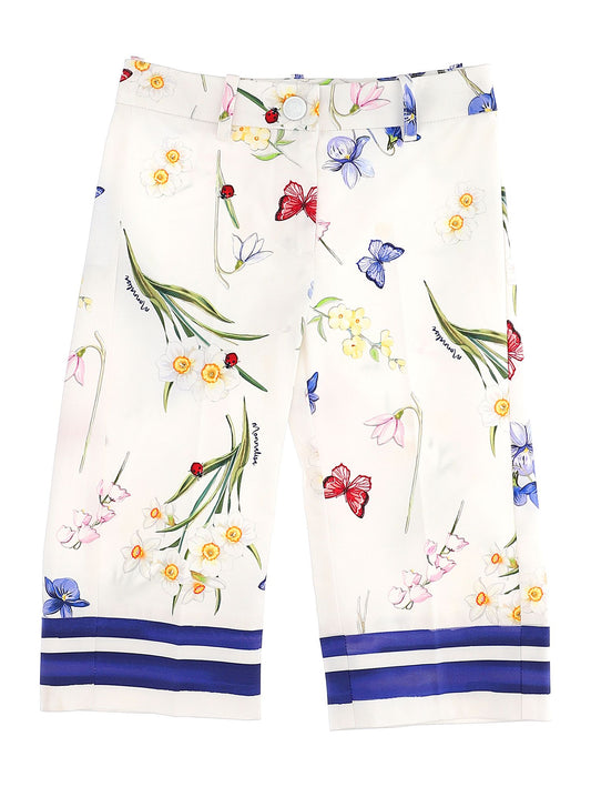 Cropped pants in printed ottoman