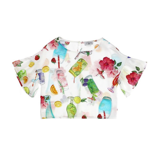 Printed satin blouse