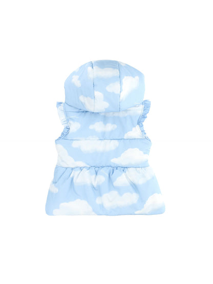 Windproof technical fabric vest with cloud print