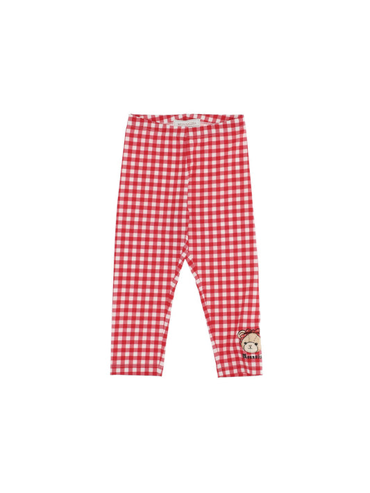 Jersey leggings with teddy bear embroidery