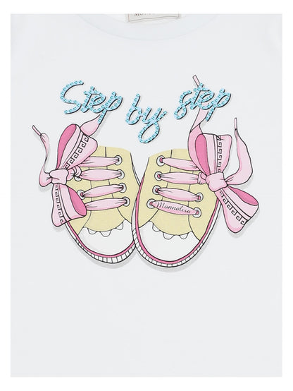 Maxi jersey T-shirt with sneakers print