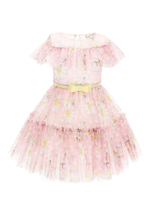 Daisy print tulle dress