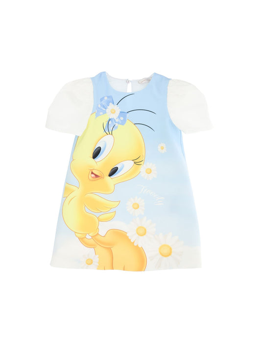 Tweety cloud print crepe dress