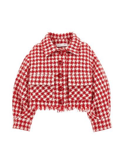 Fringed houndstooth jacket