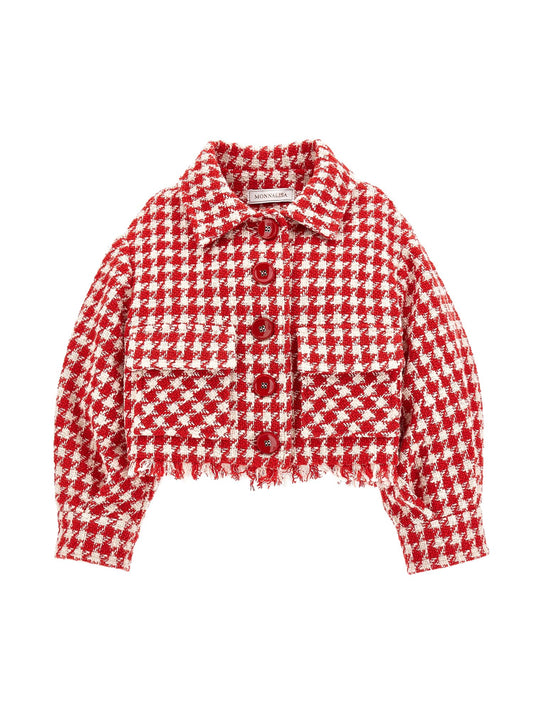 Fringed houndstooth jacket