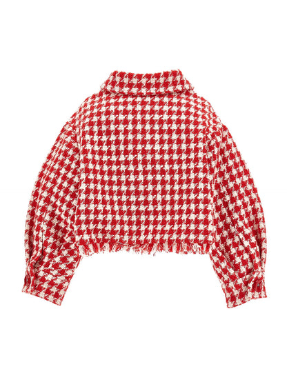 Fringed houndstooth jacket