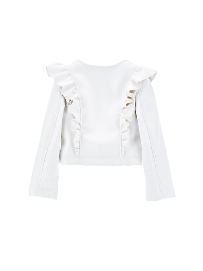 Coated fabric jacket with ruffles