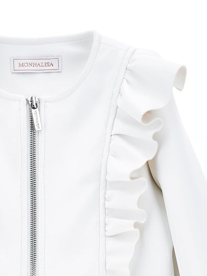 Coated fabric jacket with ruffles