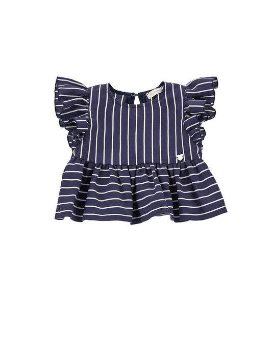 Muslin top with alternating stripes
