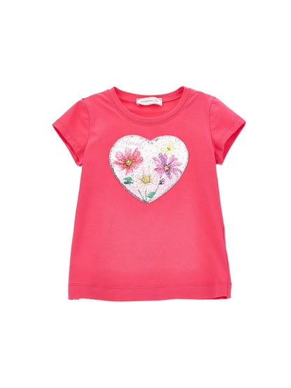 Sequined heart jersey T-shirt
