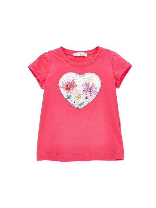Sequined heart jersey T-shirt