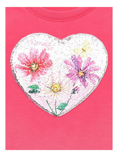 Sequined heart jersey T-shirt