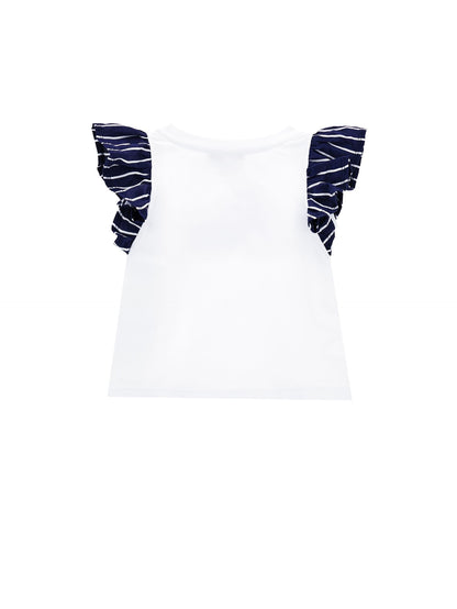 Jersey T-shirt with sailor stripe sleeves