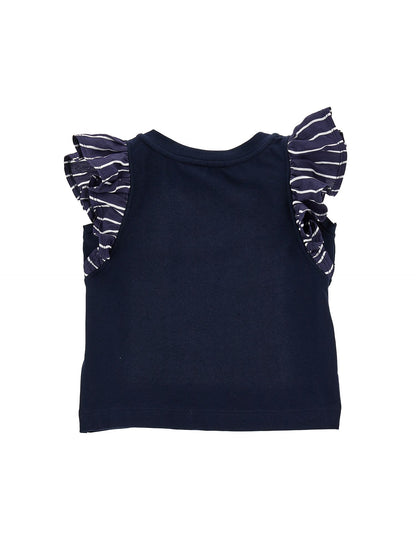 Jersey T-shirt with sailor stripe sleeves