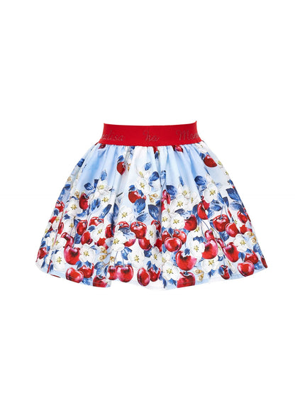 Cherry print cotton skirt