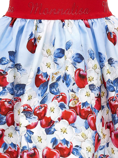 Cherry print cotton skirt