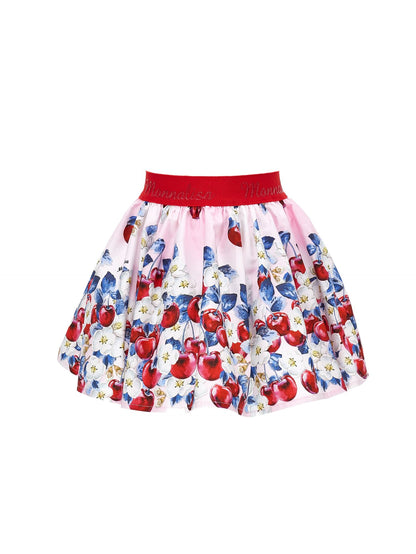 Cherry print cotton skirt