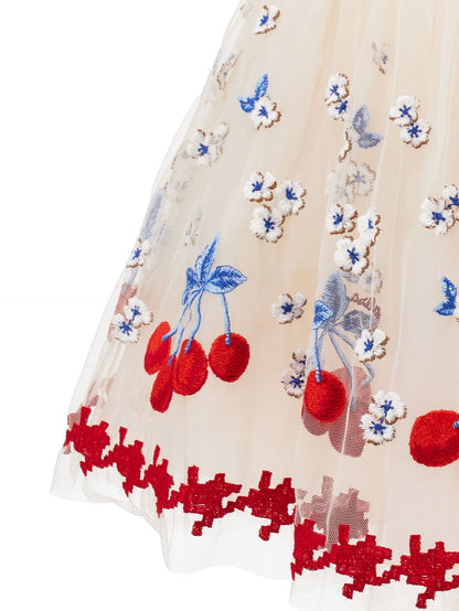 Abito tulle ricamo ciliegie