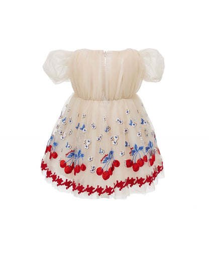 Abito tulle ricamo ciliegie