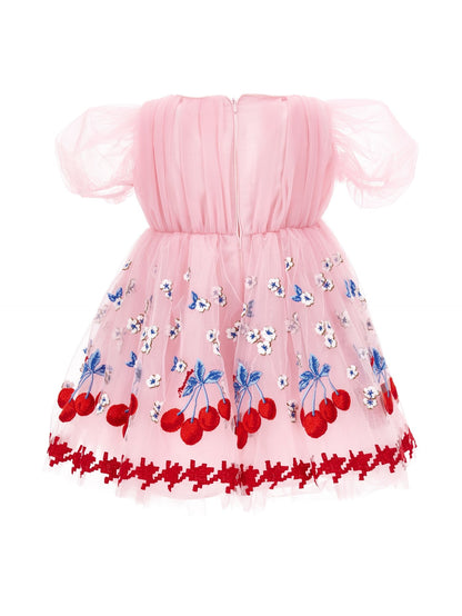 Abito tulle ricamo ciliegie