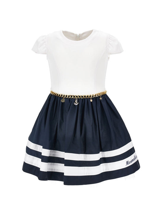 Poplin dress with chain belt