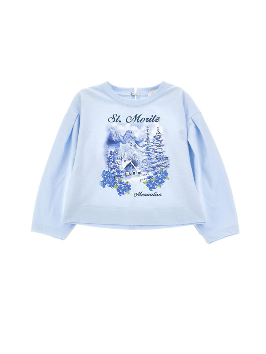 Cropped T-shirt with cabin print