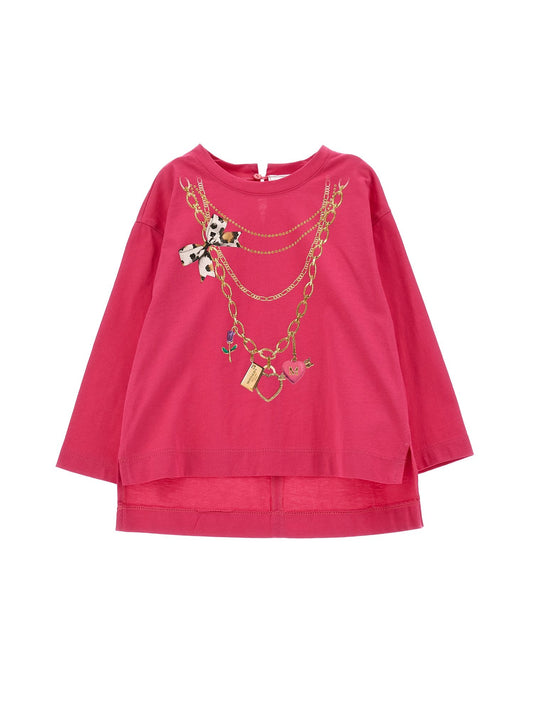 Maxi t-shirt with lurex necklace print