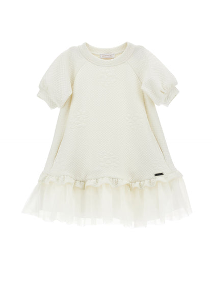 Abito matelassé con balza tulle