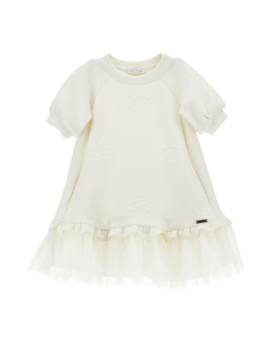 Quilted dress with tulle flounce