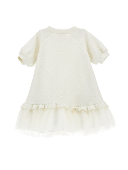 Abito matelassé con balza tulle