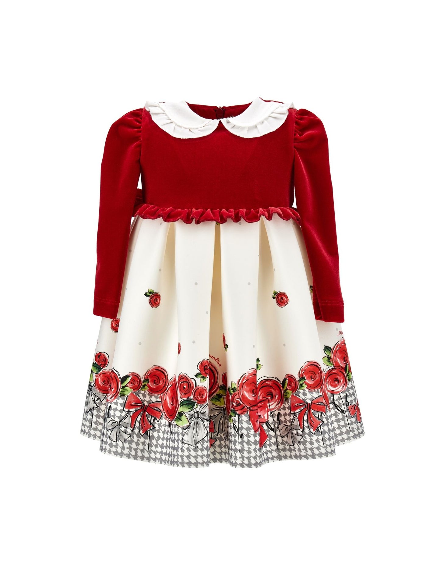 Abito piede de poule con rose
