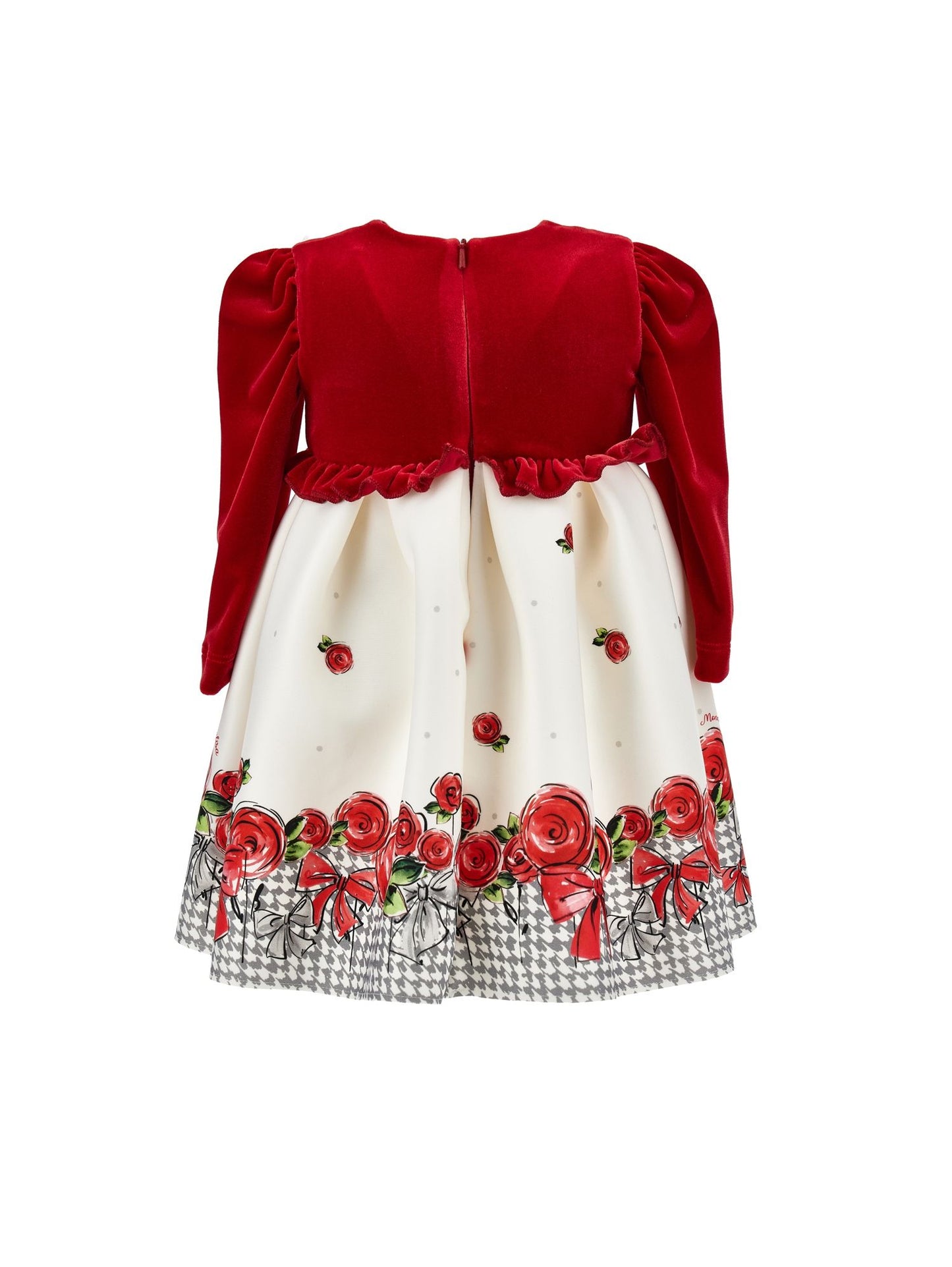 Abito piede de poule con rose