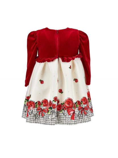 Abito piede de poule con rose