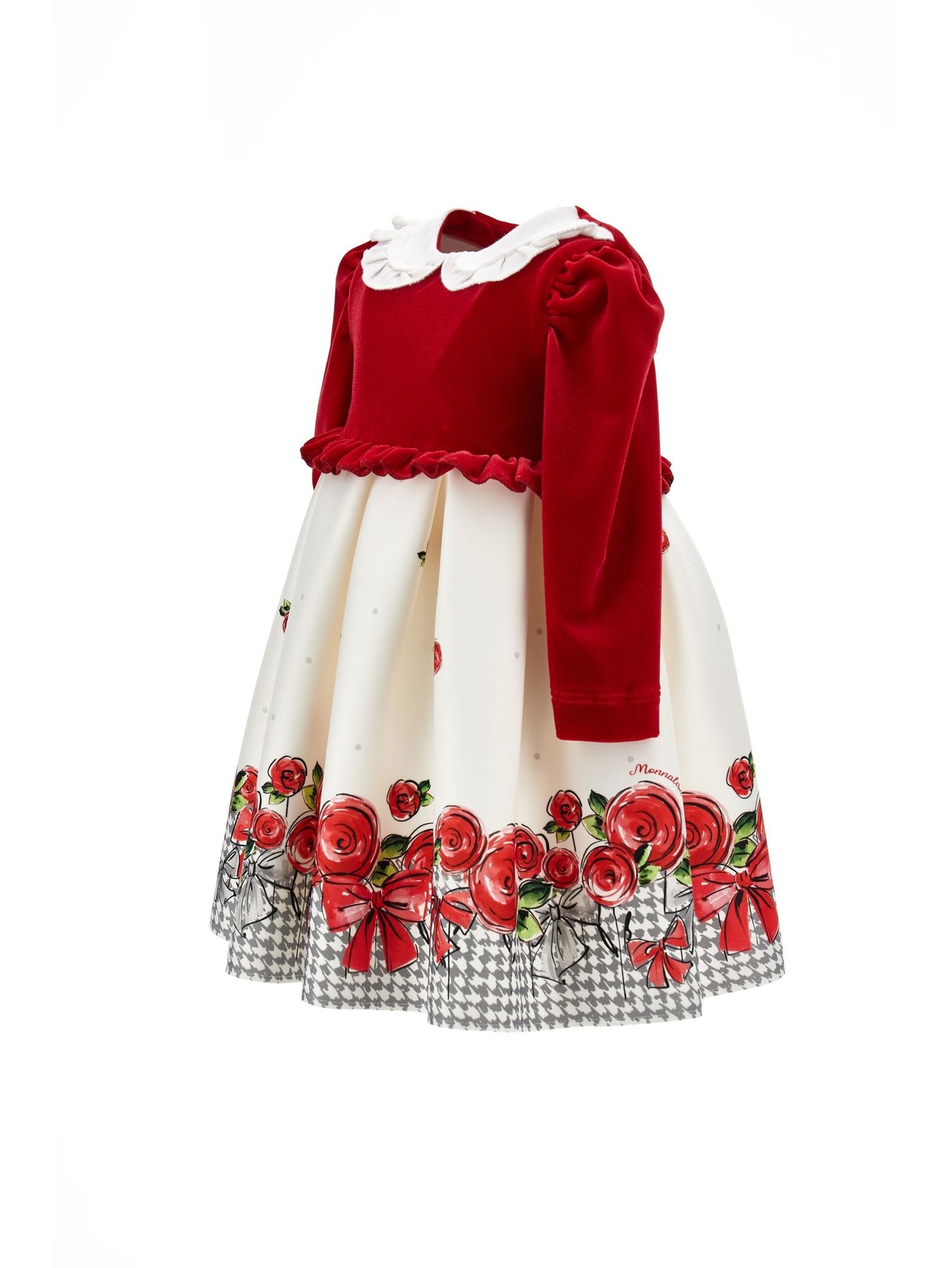 Abito piede de poule con rose