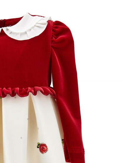 Abito piede de poule con rose