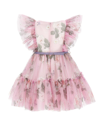 Vestido de tul con estampado de rosas