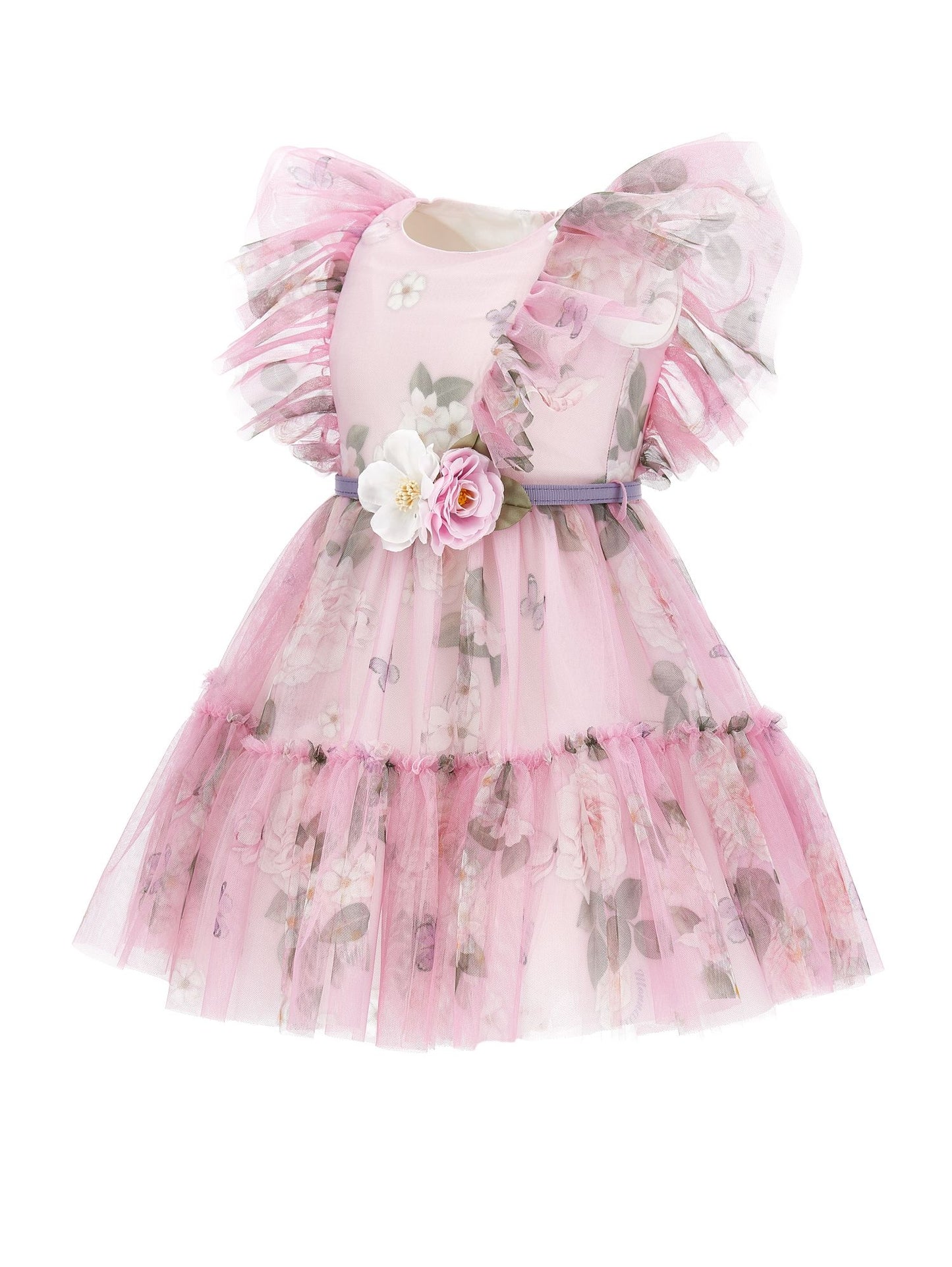 Vestido de tul con estampado de rosas