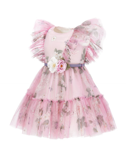 Vestido de tul con estampado de rosas