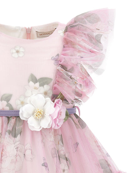 Vestido de tul con estampado de rosas