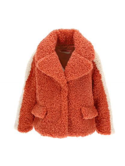 Plush jacket with lapel collar