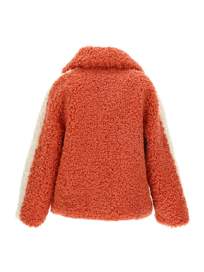 Plush jacket with lapel collar