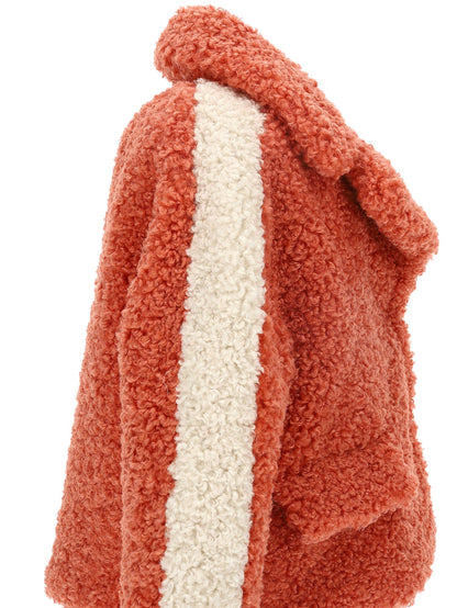 Plush jacket with lapel collar