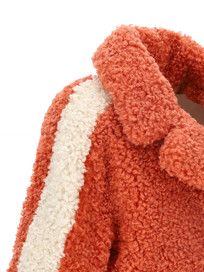 Plush jacket with lapel collar