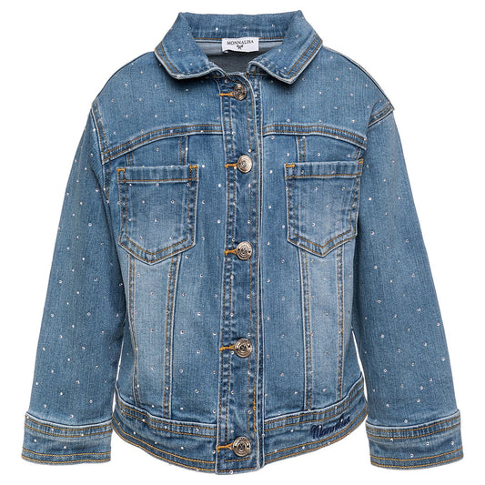 Denim jacket with rhinestones