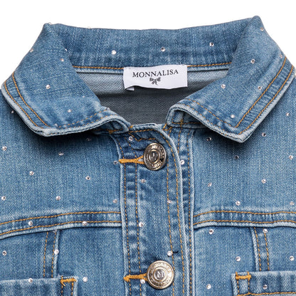 Denim jacket with rhinestones